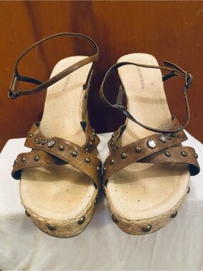Classified Brown Studded Wedge Sandals
